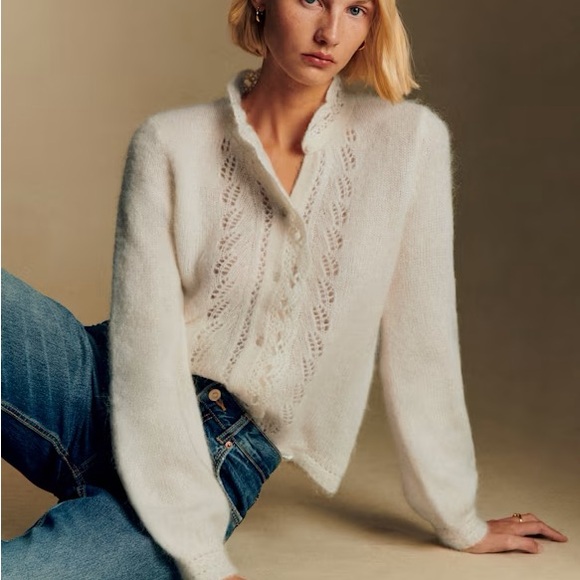 Sezane Sweaters - Sézane Angie Cardigan in Ecru (small)